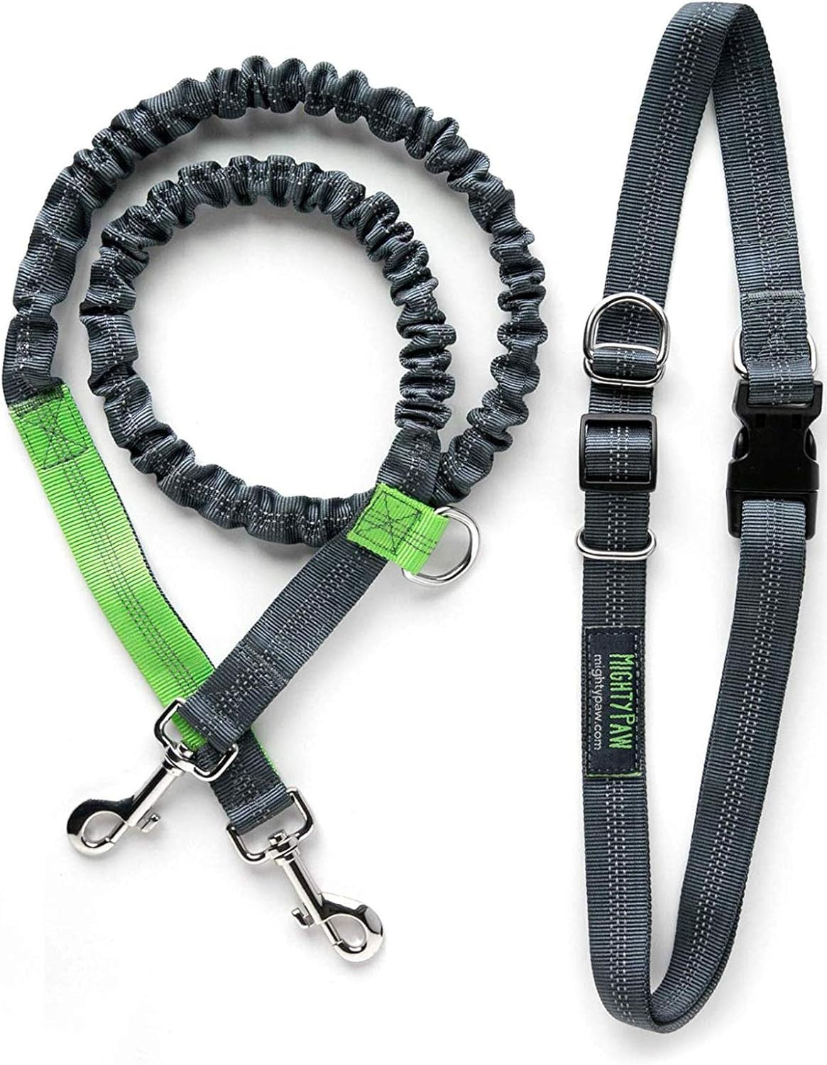 Hands-Free Dog Leash - Adjustable Hip Belt - Reflective Bungee System - Bungee Leash Hands Free - Ideal for Training - Walking - Jogging - Hiking - Dog Leash Running (Grey, 36 Inch)