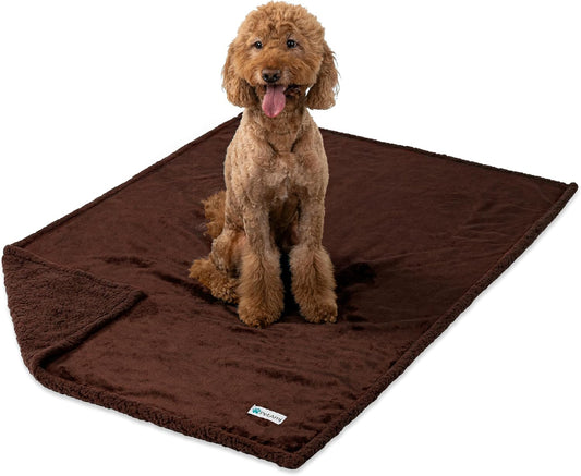 Waterproof Dog Blanket for Bed, Couch, Sofa | Waterproof Dog Bed Cover for Large Dogs, Puppies | Sherpa Fleece Pet Blanket Furniture Protector | Reversible Microfiber