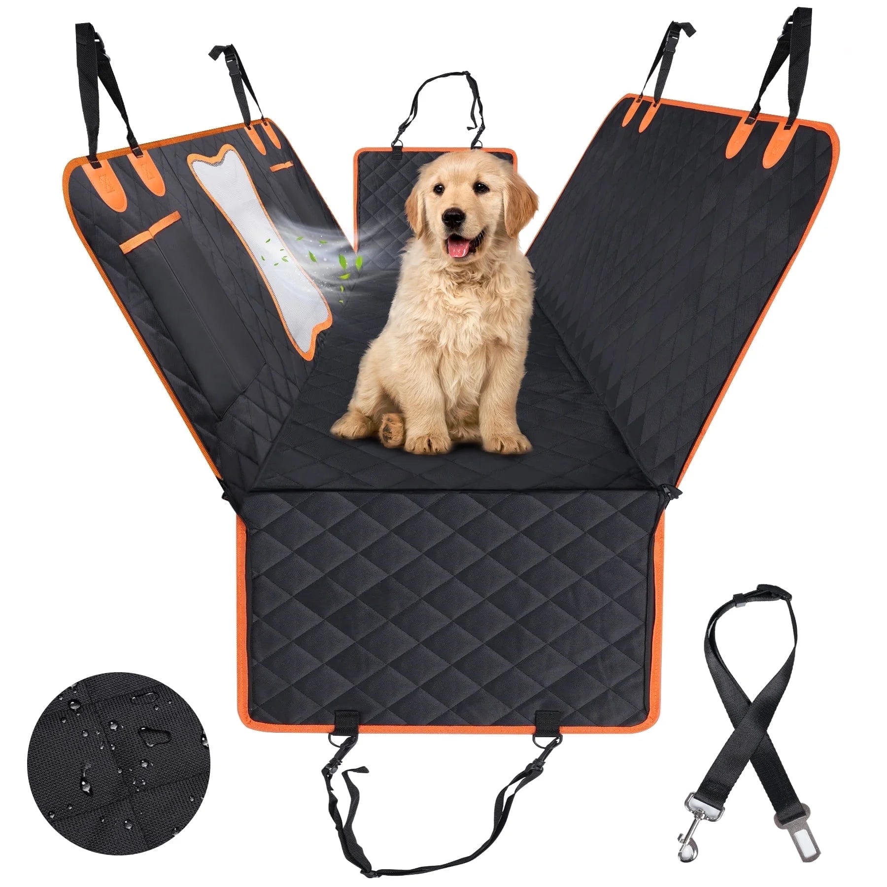 Dog Car Seat Cover, 600D Scratch-Proof Pet Seat Cover, Waterproof Dog Hammock, Nonslip Durable Car Seat Protector for Car Truck and SUV