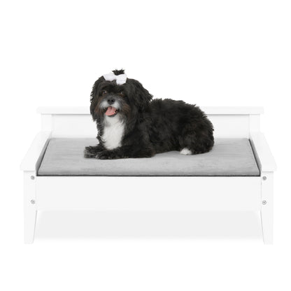 Winston Small Elevated Wooden Pet Bed with Plush Mattress, White