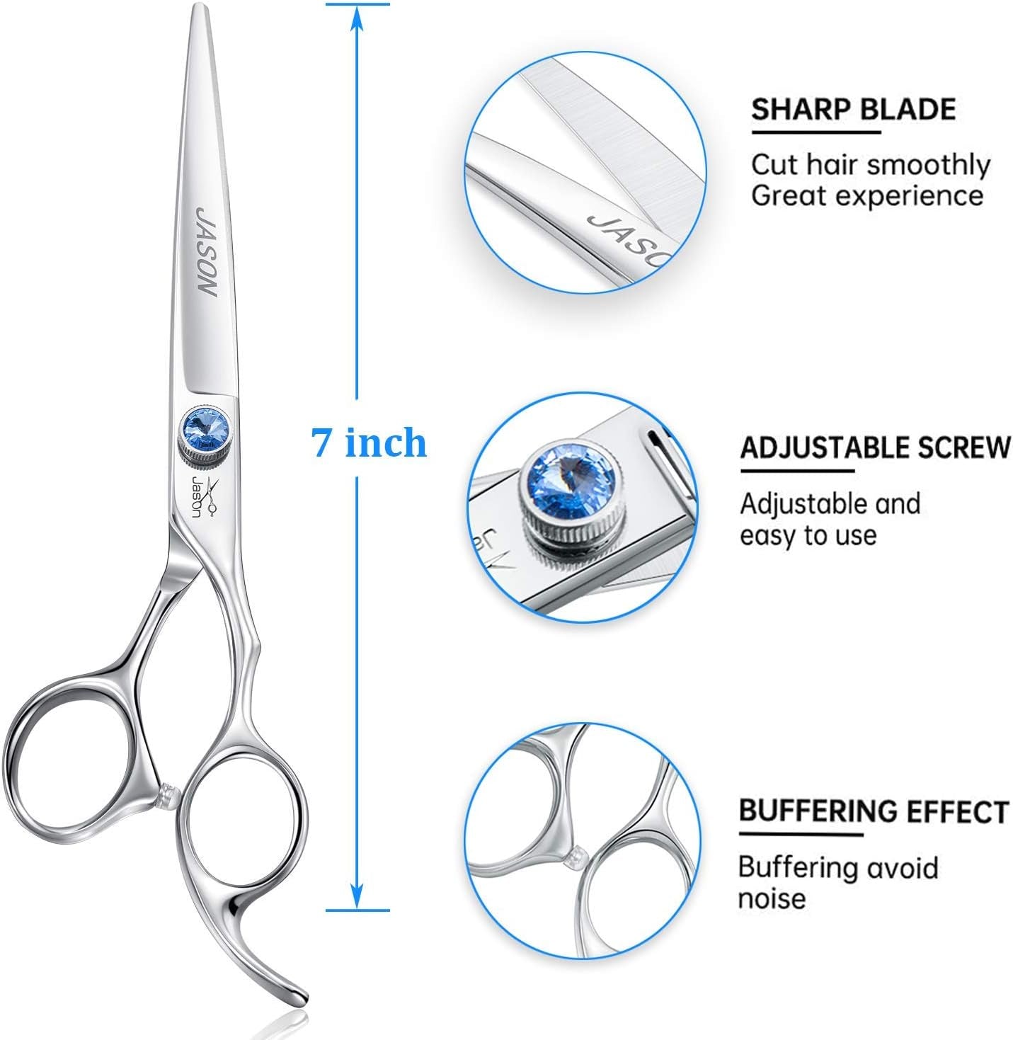 Dog Grooming Thinning Blending Scissor, Ergonomic Pet Grooming Thinner Blender Shears Cat Trimming Texturizing Kit with Offset Handle and a Jewelled Screw