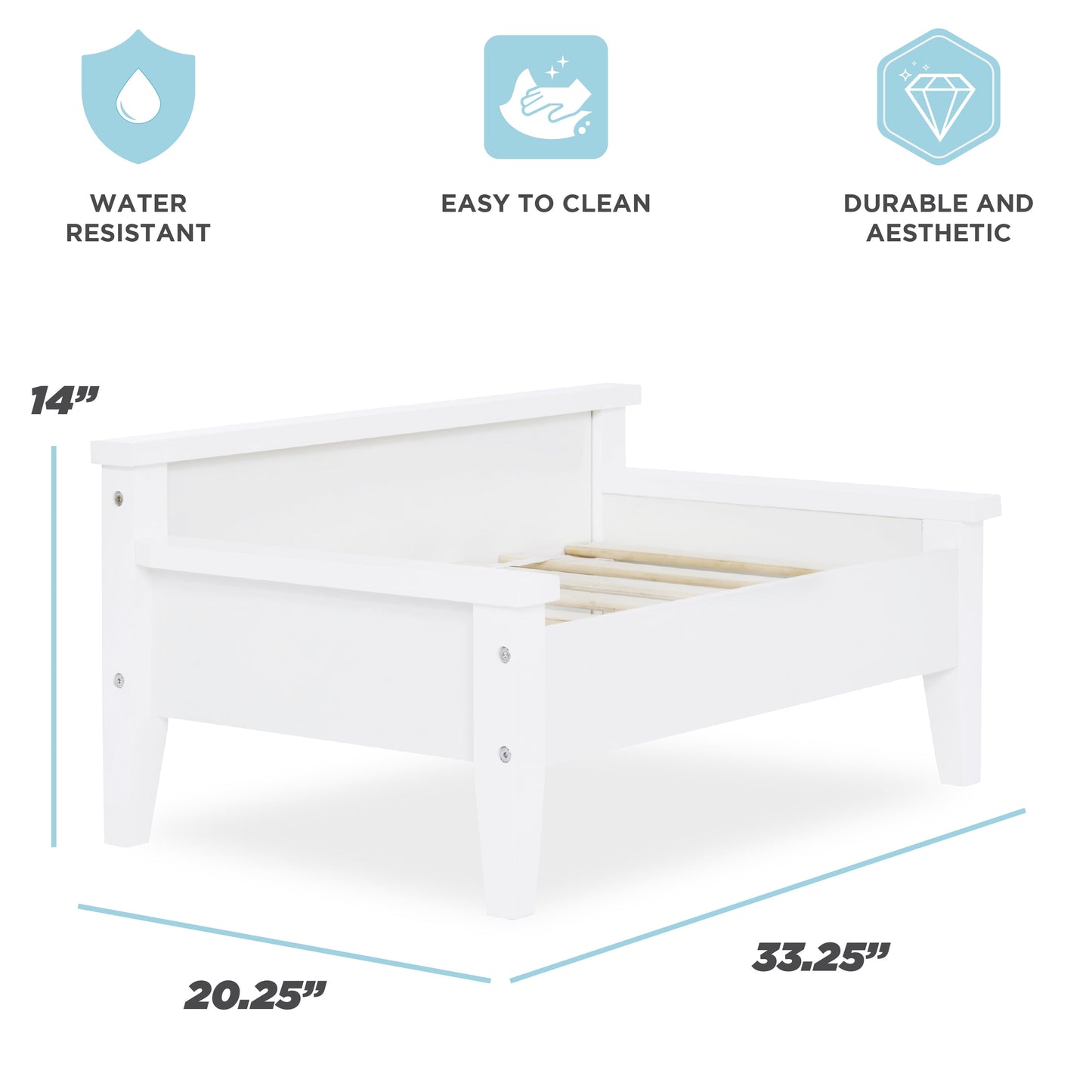 Winston Small Elevated Wooden Pet Bed with Plush Mattress, White