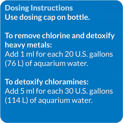 TAP Water Conditioner, Instantly Neutralizes Chlorine, Chloramines and Other Chemicals to Make Tap Water Safe for Fish, Highly Concentrated, Use When Adding or Changing Water and When Adding Fish