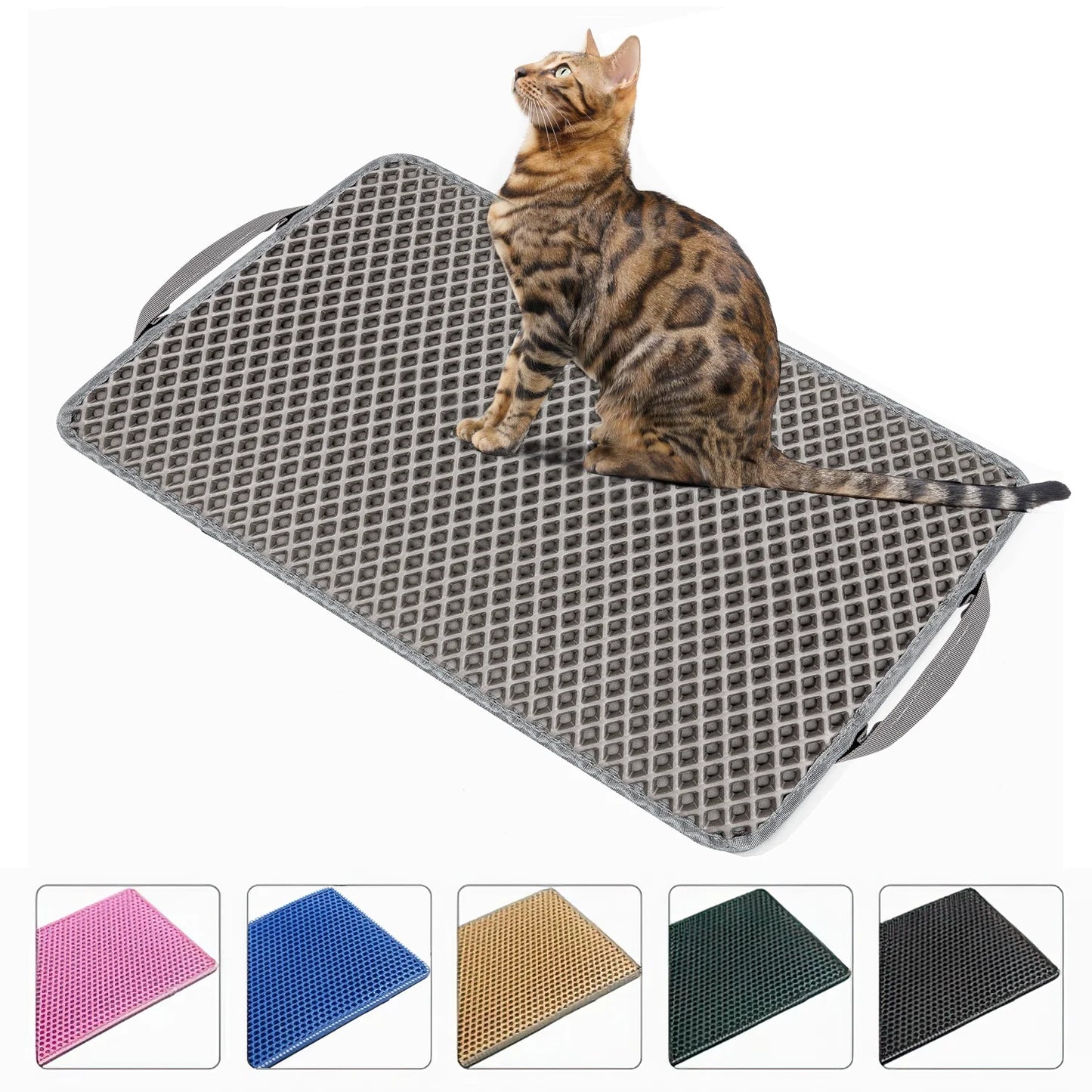 Double Layer anti Tracking Waterproof Cat Litter Trapping Mat Gray