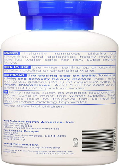 TAP Water Conditioner, Instantly Neutralizes Chlorine, Chloramines and Other Chemicals to Make Tap Water Safe for Fish, Highly Concentrated, Use When Adding or Changing Water and When Adding Fish