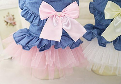 Dog Dress 3PCS Lace Doggie Dresses Floral Pink Tutu Dress for Medium Small Dogs Princess Pets Party Clothes