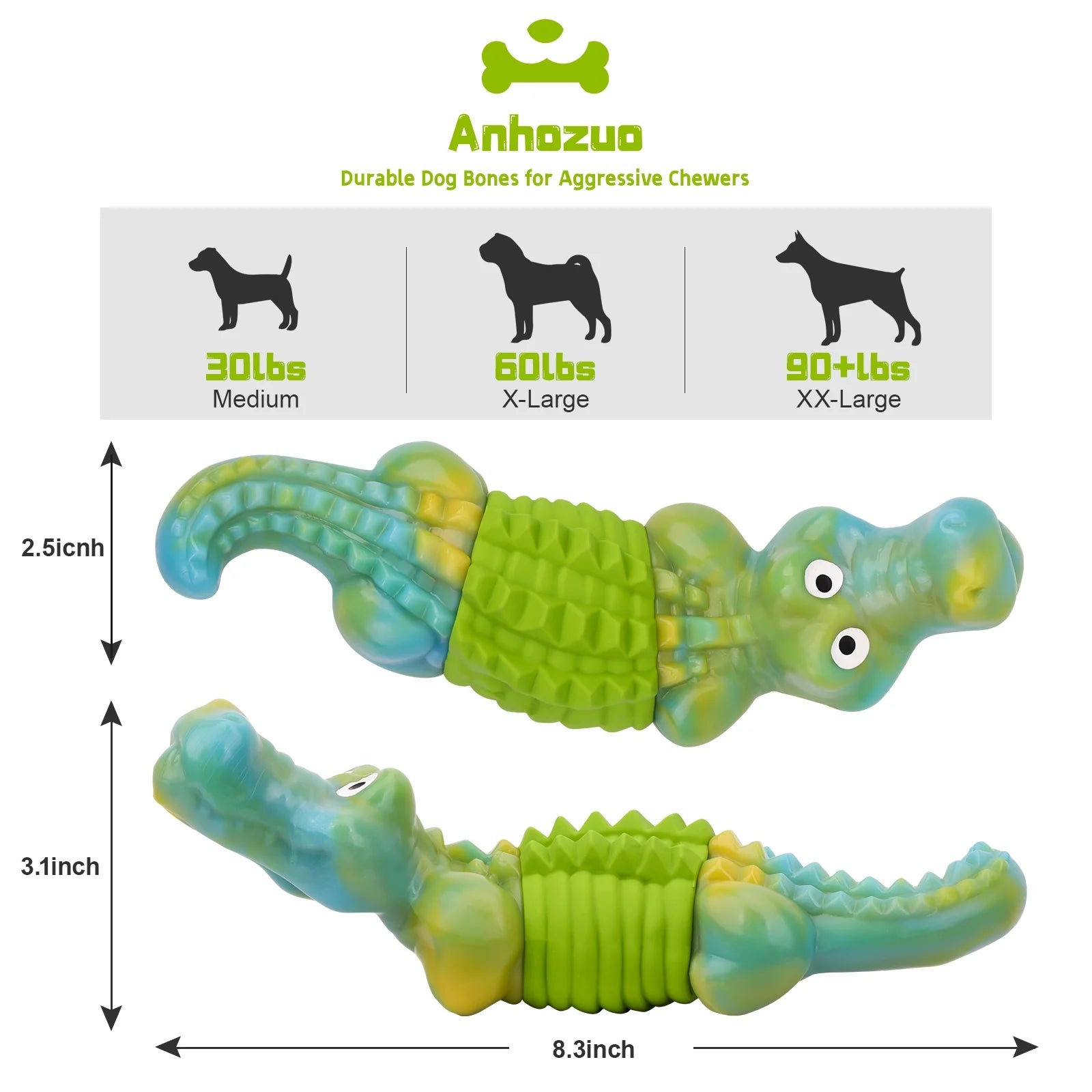 Dog Toys, Dog Toys for Aggressive Chewers,Indestructible Dog Toys for Large Breed,Durable/Tough Dog Toys for Large Dogs,Bacon Flavor,Green