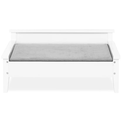 Winston Small Elevated Wooden Pet Bed with Plush Mattress, White