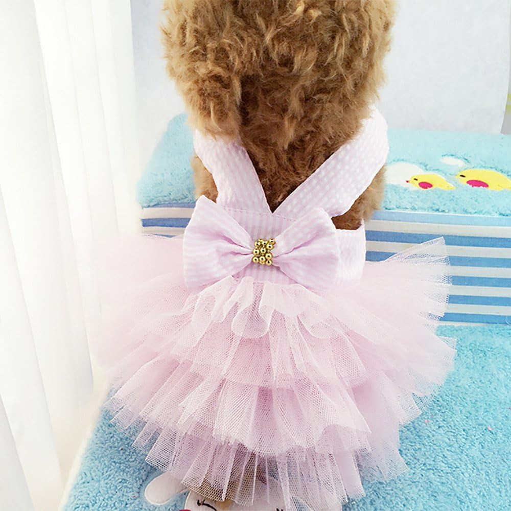 Dog Dress 3PCS Lace Doggie Dresses Floral Pink Tutu Dress for Medium Small Dogs Princess Pets Party Clothes