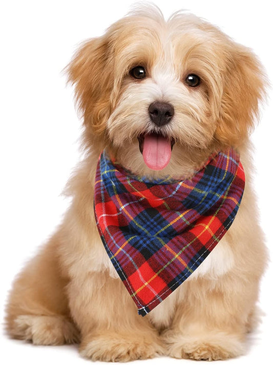 12 Piece Dog Bandanas Plaid Dog Scarf Pet Triangle Bibs Adjustable Accessories Bulk Kerchief Buffalo Plaid Bandanas Decor for Small or Medium Cat Dog Pet (Lattice Graphic)